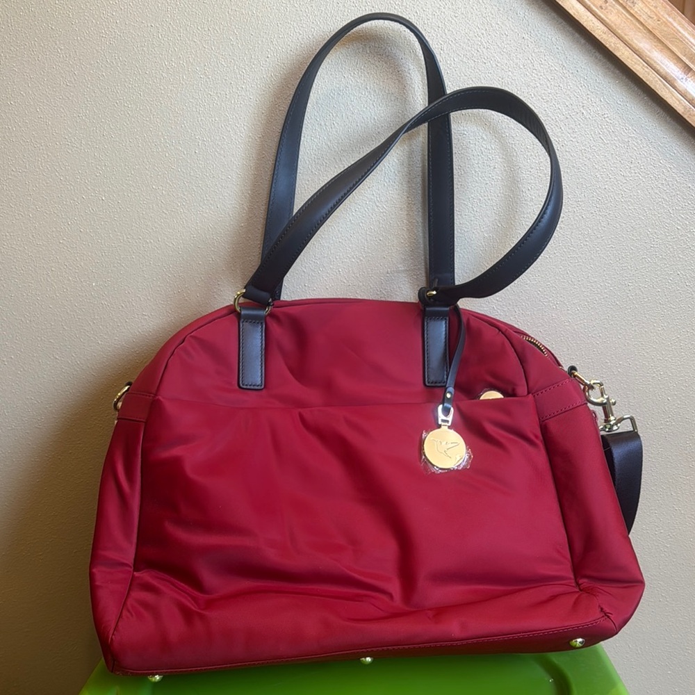 Lo & Sons Red and Black Shoulder Bag with Durable Fabric